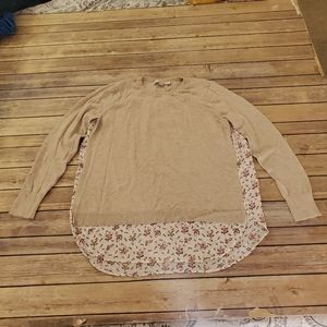 Loft beige and floral flowy top